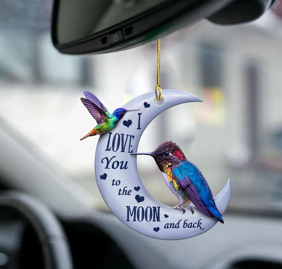 Hummingbird Moon Back Two Sided Ornament - Gift For Bird Lovers