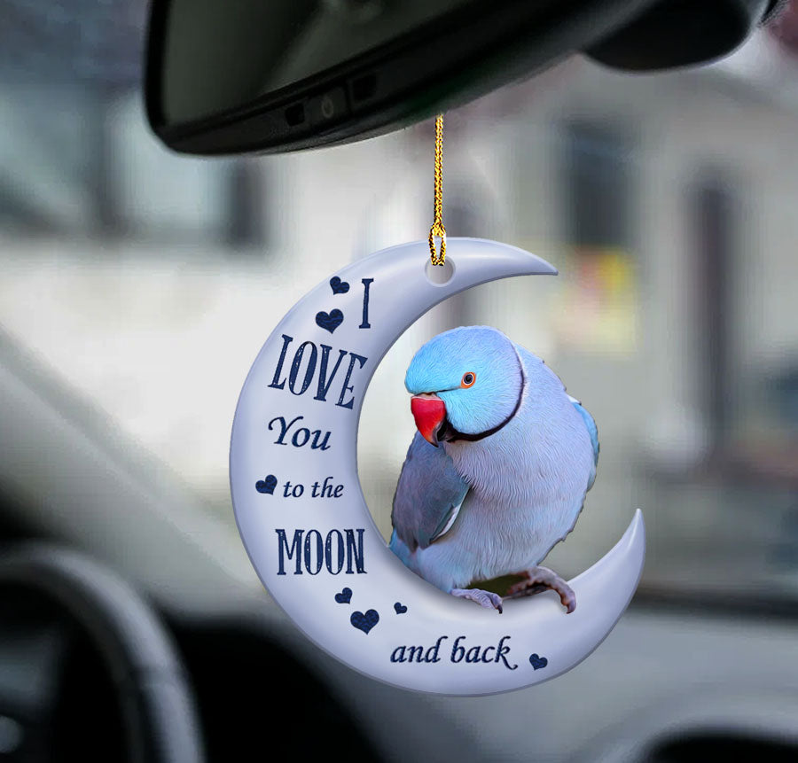 Blue Ringneck moon back - gift for bird lover - ornament