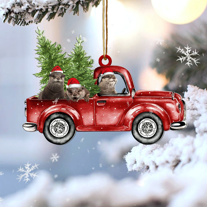 Otter Red Car Christmas Ornament