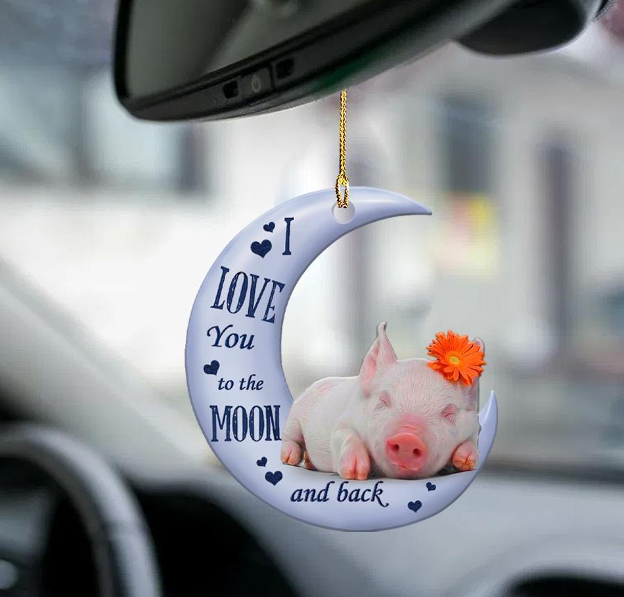 Pig Moon Back Two Sided Ornament - Gift For Pig Lover