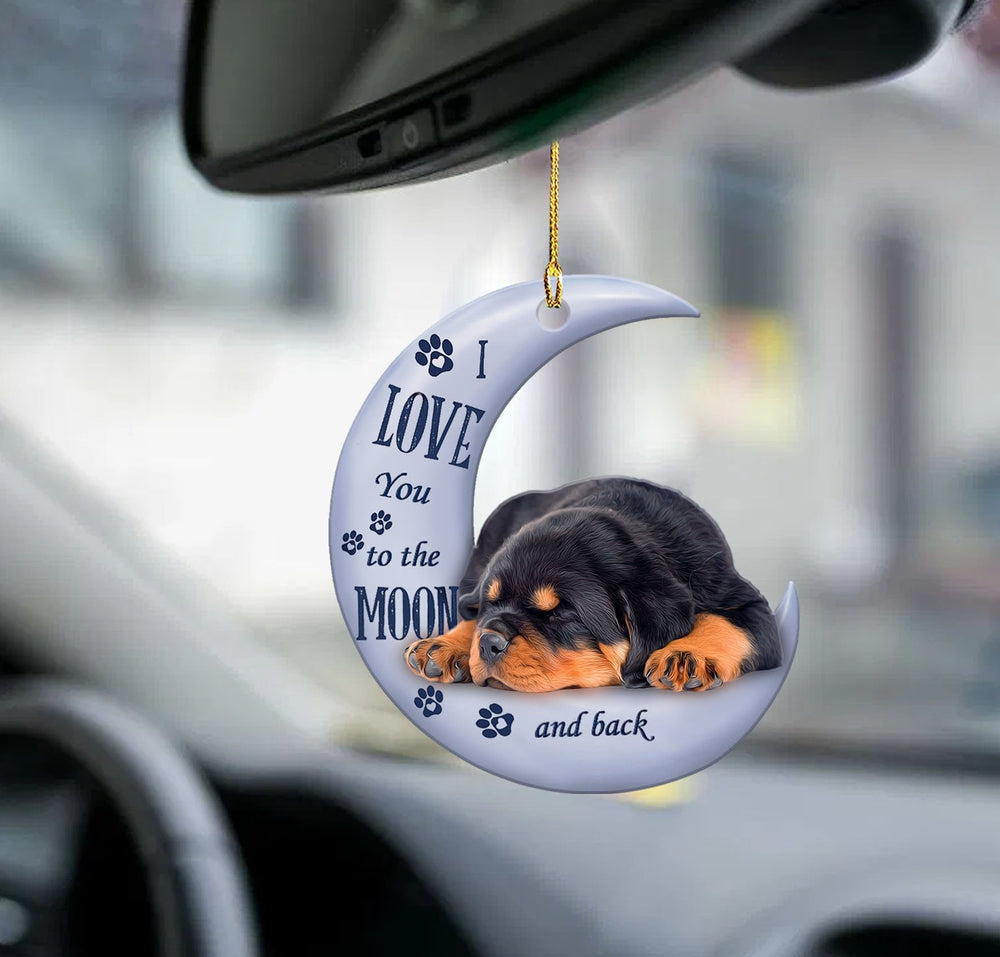 Rottweiler Moon Back Two Sided Ornament - Gift For Dog Lover