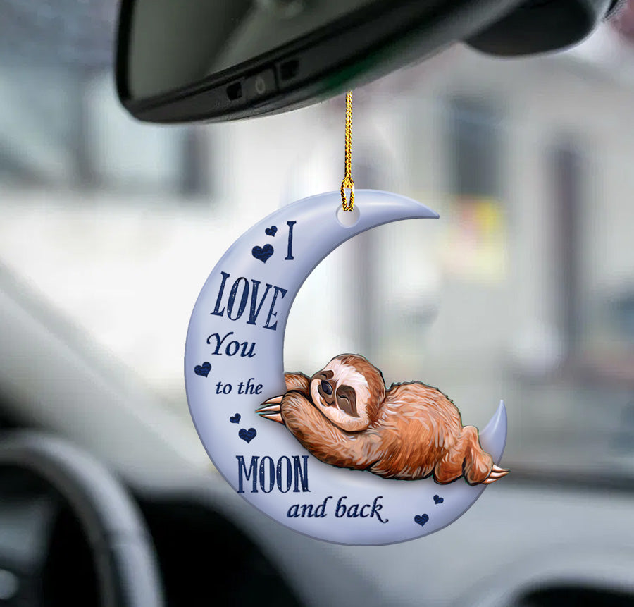 Sloth moon back sloth lover two sided ornament