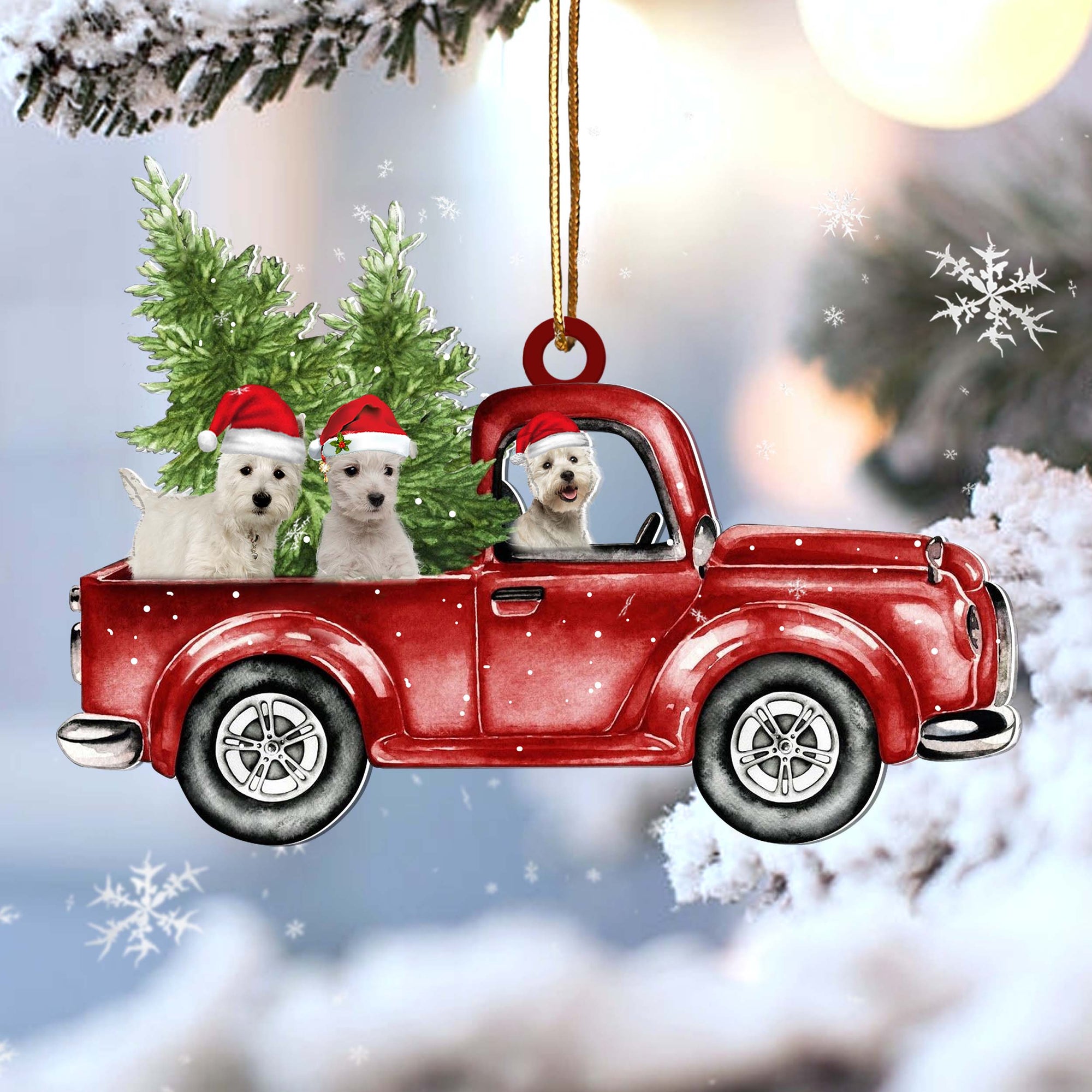 Westie red car gift for westie lover gift for dog mom ornament