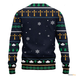 Jesus Nativity With UFO Star Ugly Sweater - Best Gift For Christmas