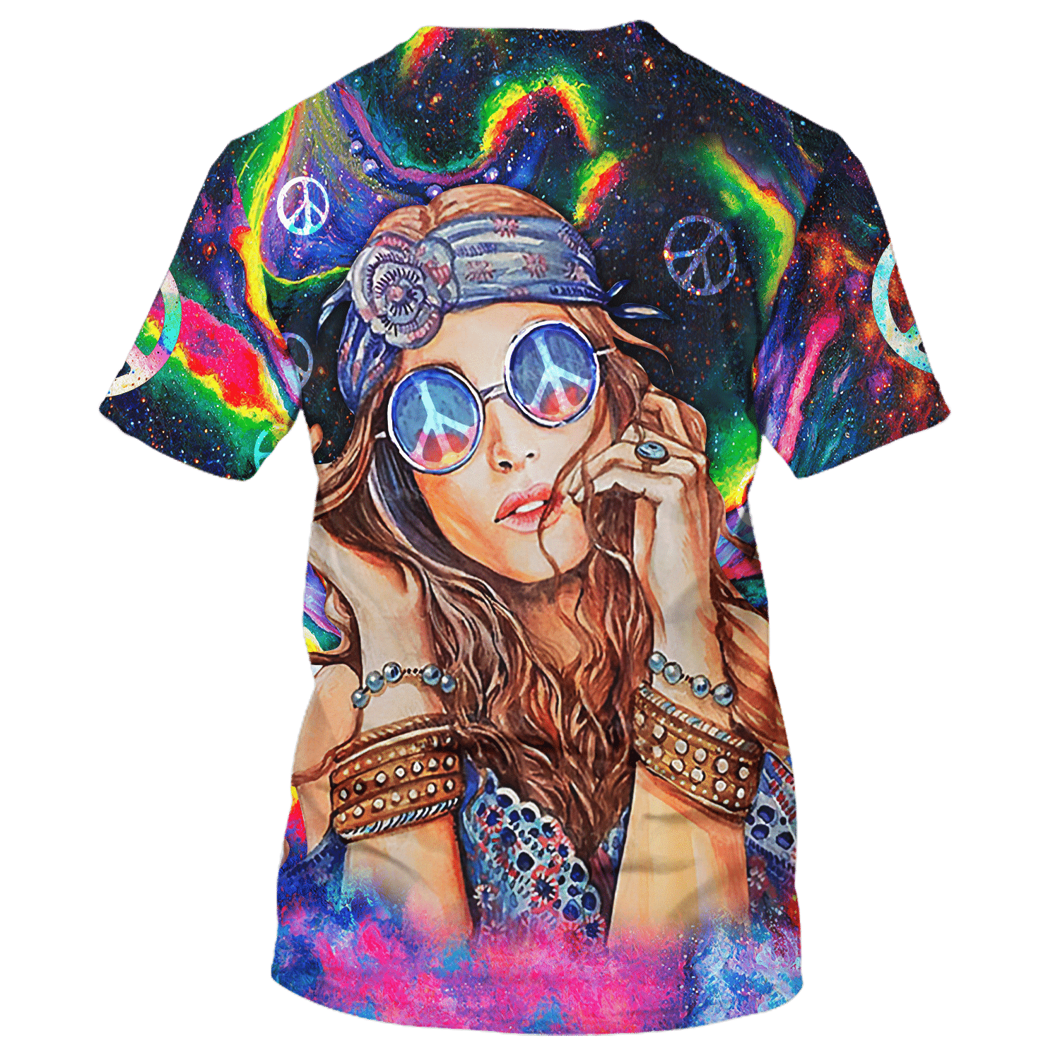 Hippie Type Girl In A Colorful World - T-Shirt