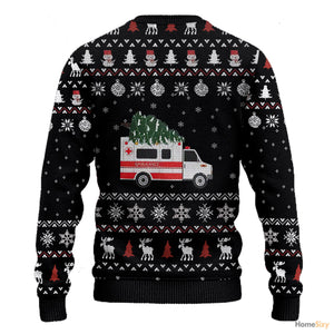 3D Paramedic Hospital Ambulance Ugly Sweater - Best Gift For Christmas