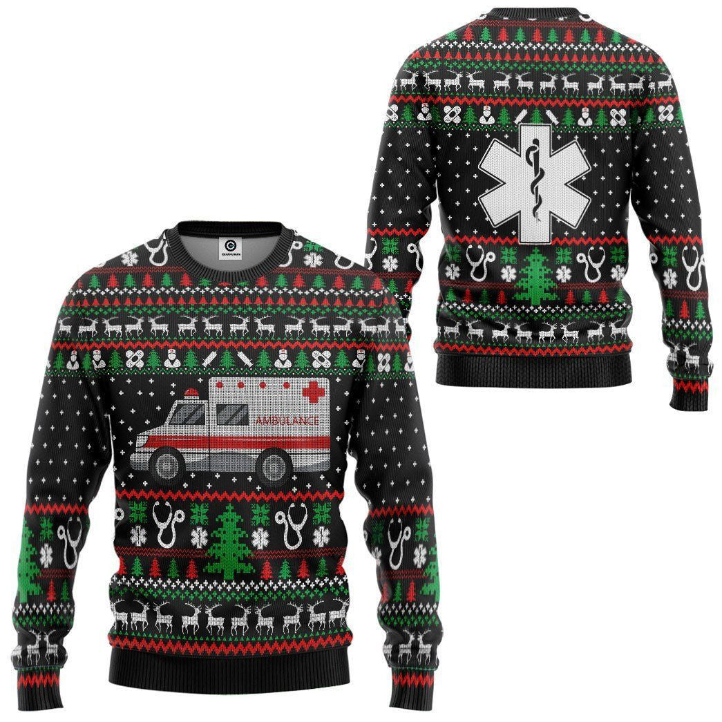 3D Paramedic Logo Ambulance Ugly Sweater - Best Gift For Christmas