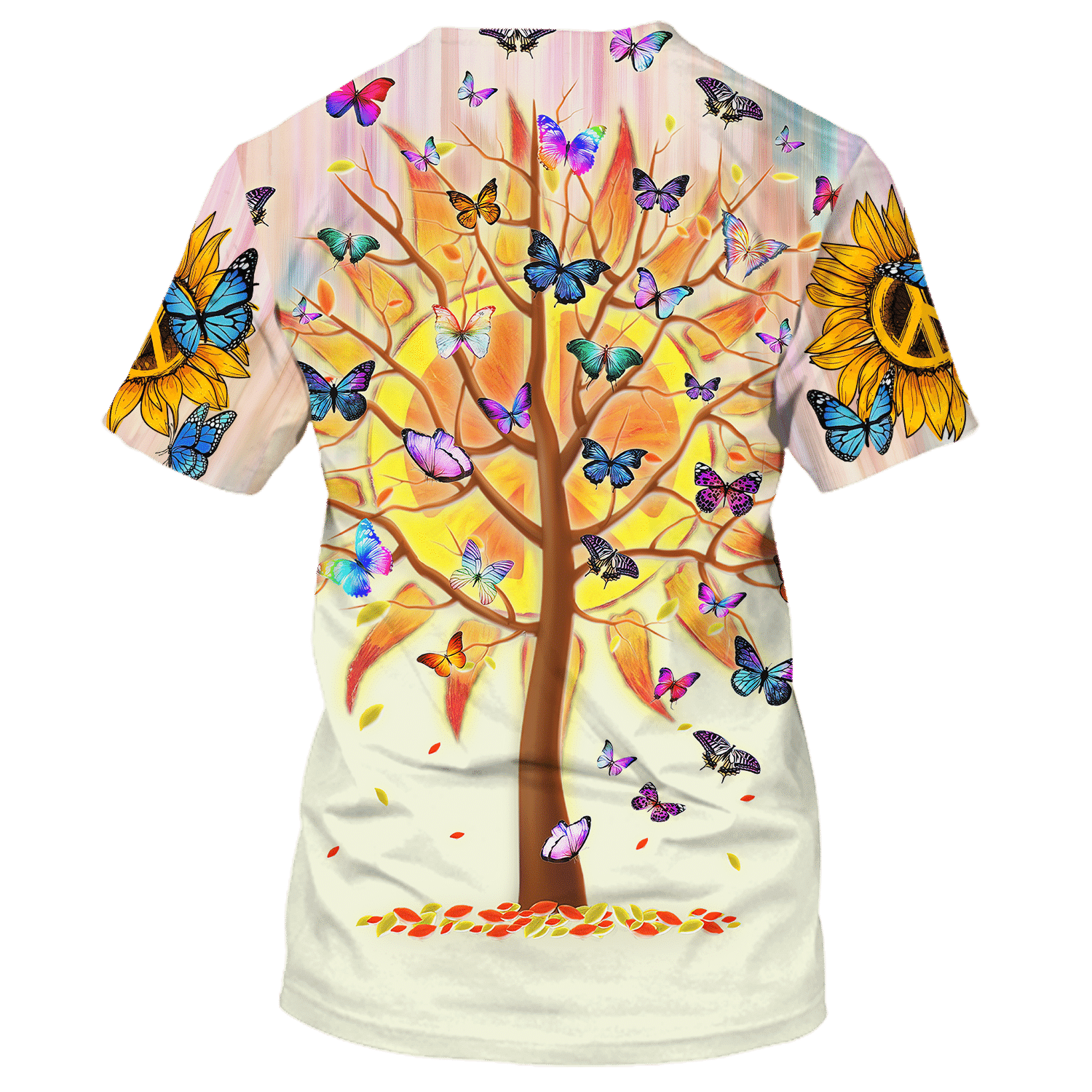 Hippie Tree Full Of Butterflies Under The Sun - T-Shirt