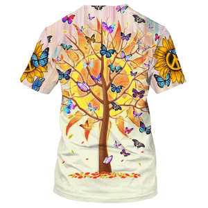 Hippie Tree Full Of Butterflies Under The Sun - T-Shirt