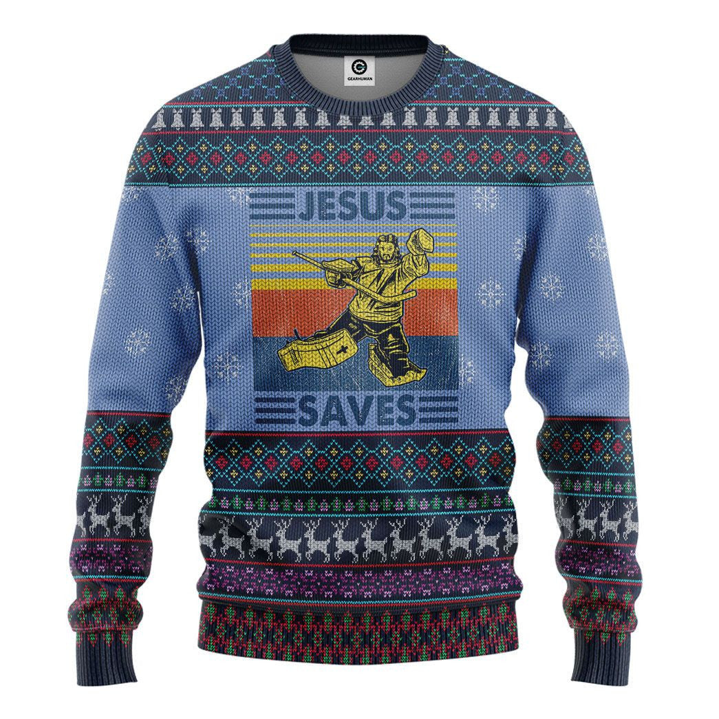 3D Custom Cosplay Jesus Saves Hockey Ugly Sweater