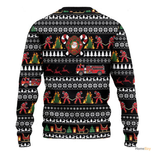 3D Santa Village Firefighter Ugly Sweater - Best Gift For Christmas