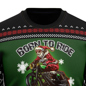 Santa Born To Ride Ugly Christmas Sweater