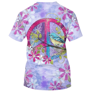 Hippie Blue Bird By The Window Of Peace - T-Shirt