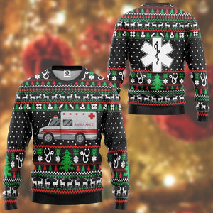 3D Paramedic Logo Ambulance Ugly Sweater - Best Gift For Christmas