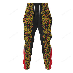 Elvis Spanish Flower - Black With Red Stones - Costume Cosplay Hoodie Sweatshirt Sweatpants