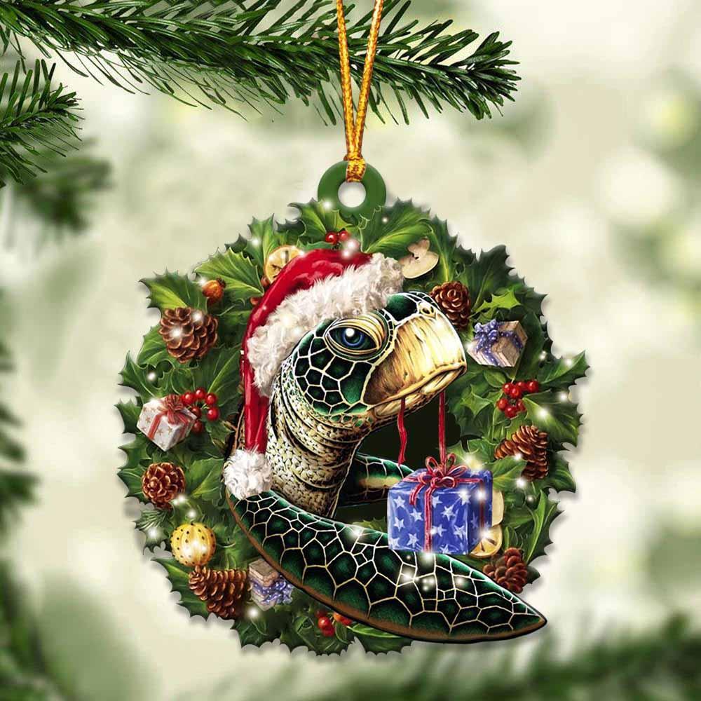 Turtle And Christmas Ornament - Gift For Turtle Lover