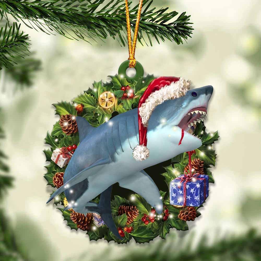 Shark And Christmas Ornament - Gift For Shark Lover