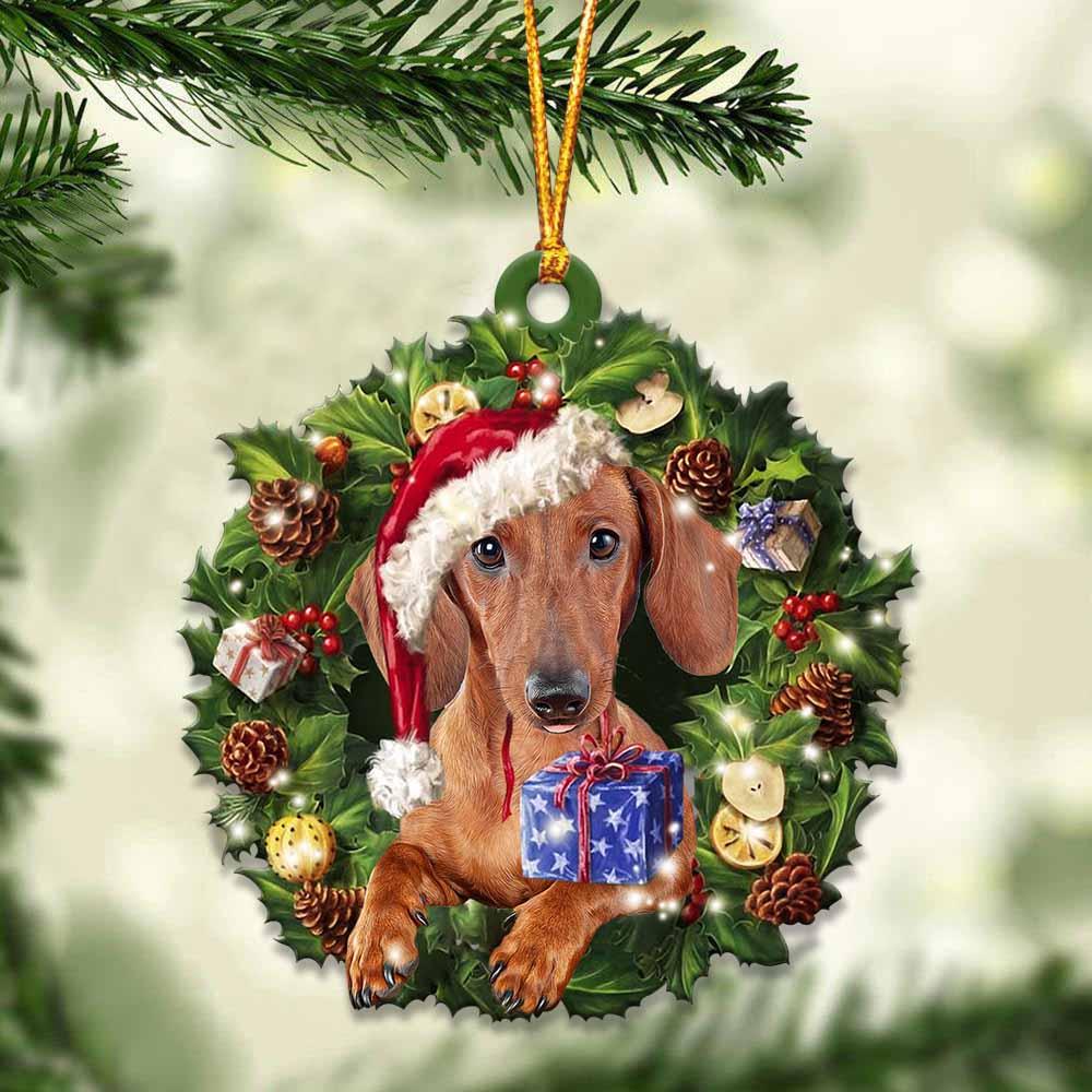 Red Dachshund And Christmas Ornament - Gift For Dog Lover