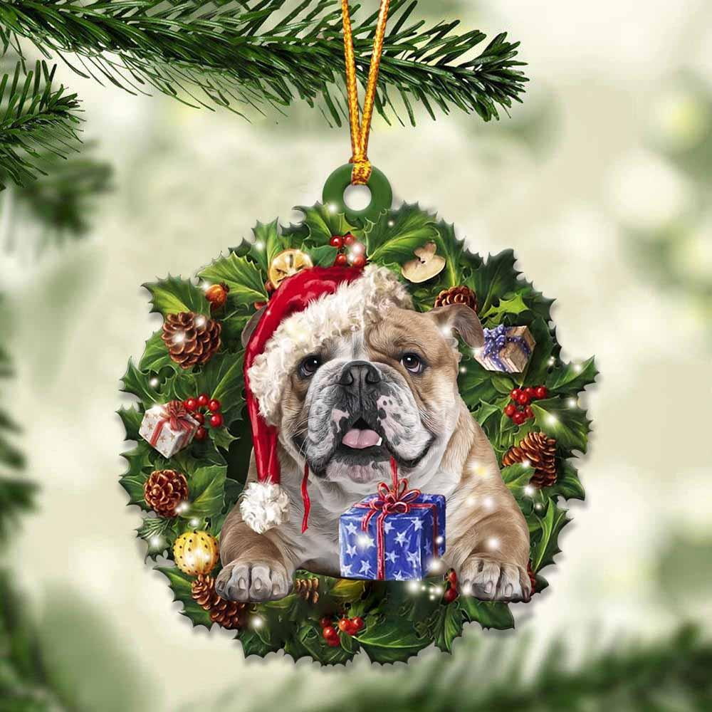 English Bulldog And Christmas Ornament - Gift For Dog Lover