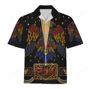 Elvis Aloha From Black Ground - Costume Cosplay Hawaiian Shirt