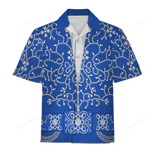 Elvis Blue Swirl Blue - Costume Cosplay Hawaiian Shirt