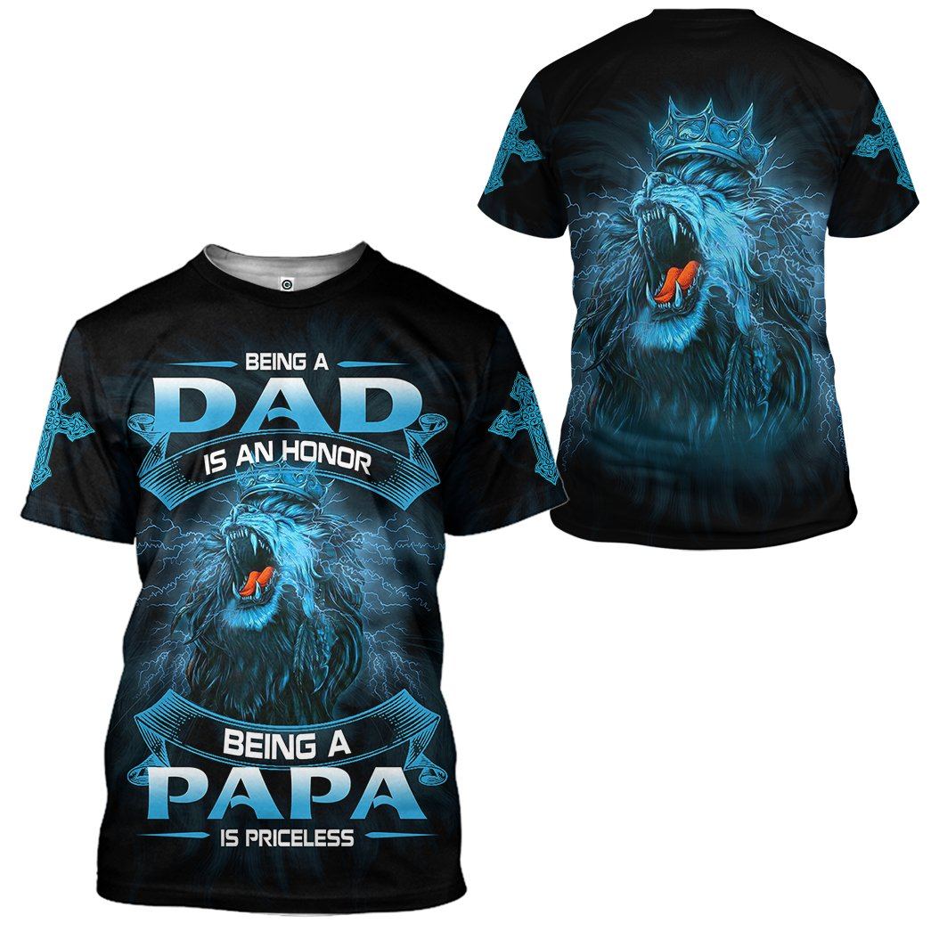 Being A Papa Is Priceless Lion T-Shirt - Gift For Fathers Day