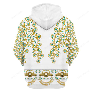 Elvis Spanish Flower - White With Green Stones - Costume Cosplay Hoodie Sweatshirt Sweatpants