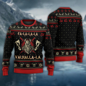 Viking Valhalla Black And Red Ugly Christmas Sweaters