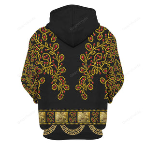 Elvis Spanish Flower - Black With Red Stones - Costume Cosplay Hoodie Sweatshirt Sweatpants