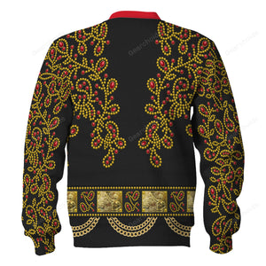 Elvis Spanish Flower - Black With Red Stones - Costume Cosplay Hoodie Sweatshirt Sweatpants