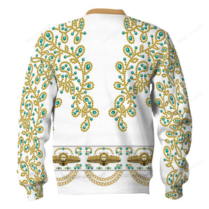 Elvis Spanish Flower - White With Green Stones - Costume Cosplay Hoodie Sweatshirt Sweatpants