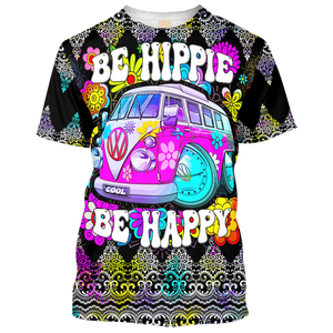 Be Happy Be Hippie Cool Pattern Car - T-Shirt