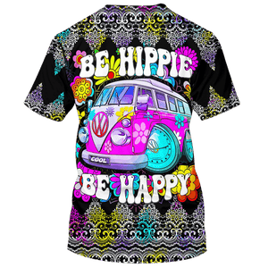 Be Happy Be Hippie Cool Pattern Car - T-Shirt