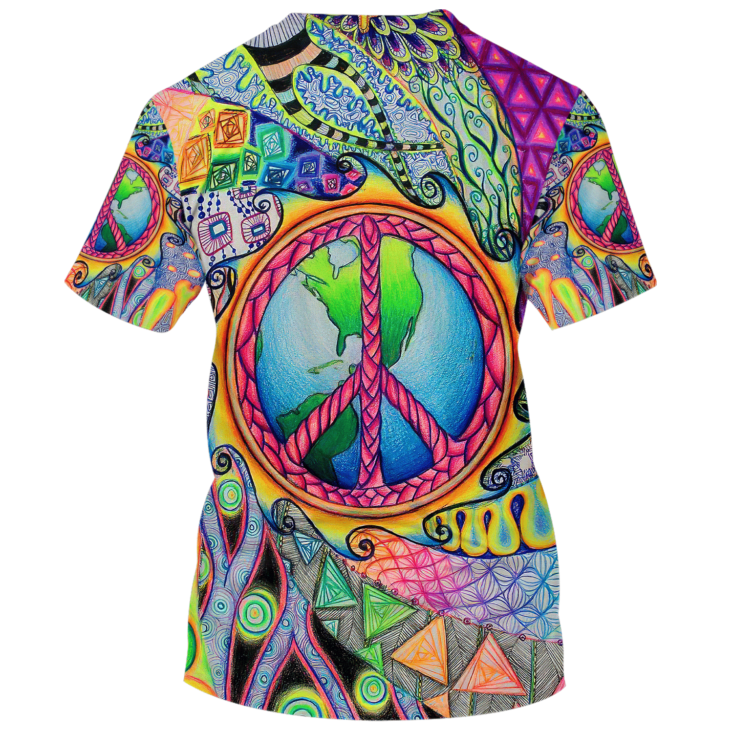 Hippie Art Earth And Peace - T-Shirt For Men, Women