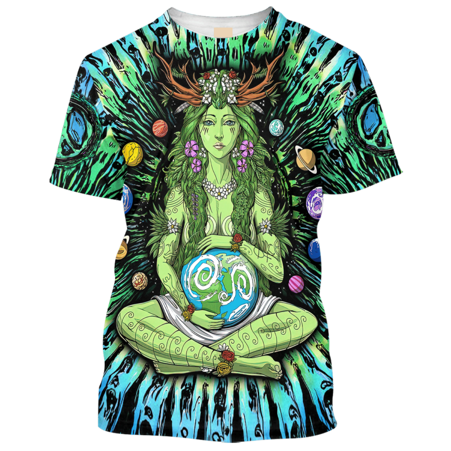 Hippie Beautiful Mother Nature Hugs The Earth - T-Shirt