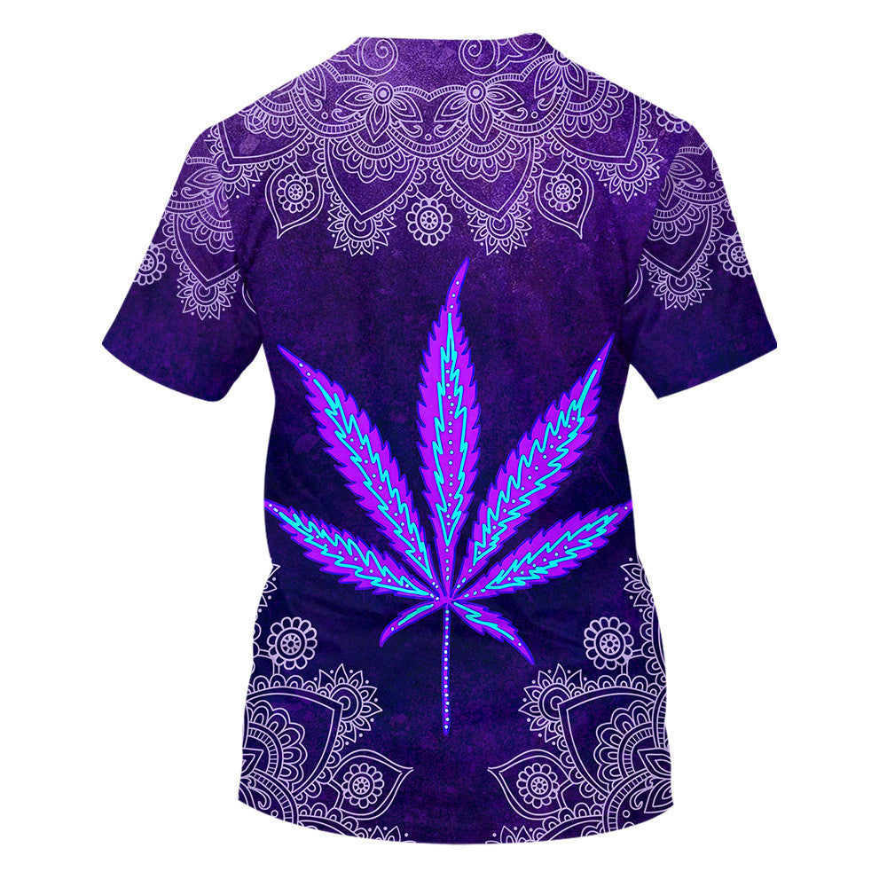 Hippie Cannabis Leaves  Purple T-Shirt For Men, Women