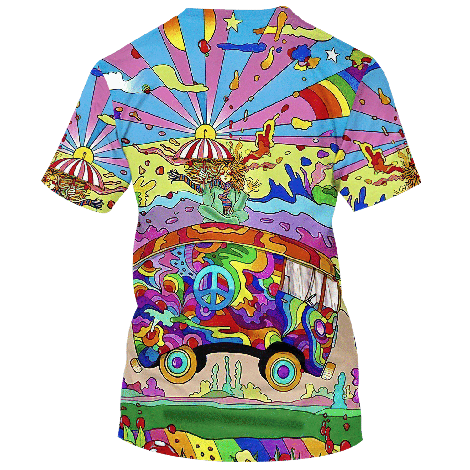 Hippie Every Little Thing Is Gonna Be Alright  Peace Car - T-Shirt