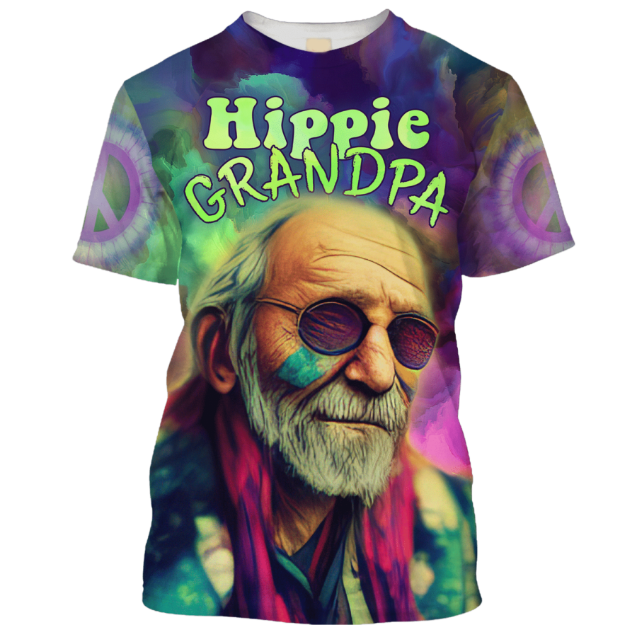 Hippie Face Painting Of The Grandpa - T-Shirt