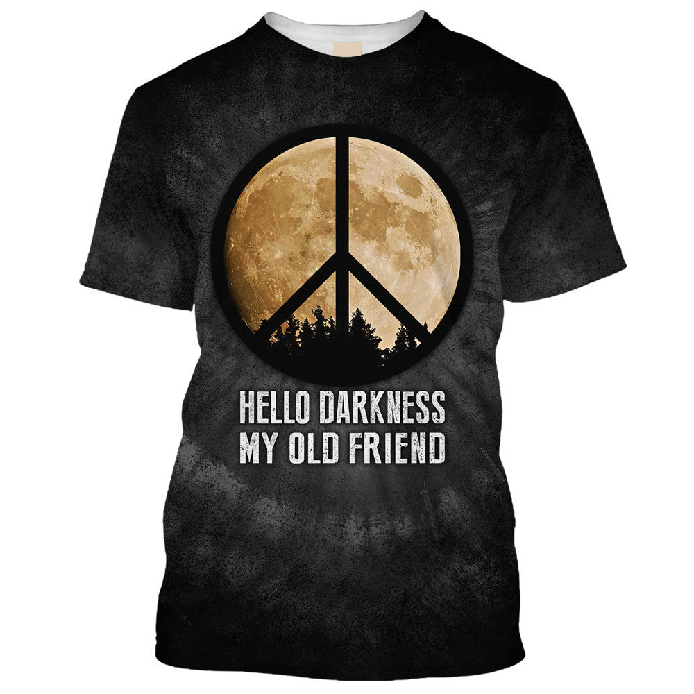 Hippie Hello Darkness My Old Friend Under The Moonlight - T-Shirt For Men, Women