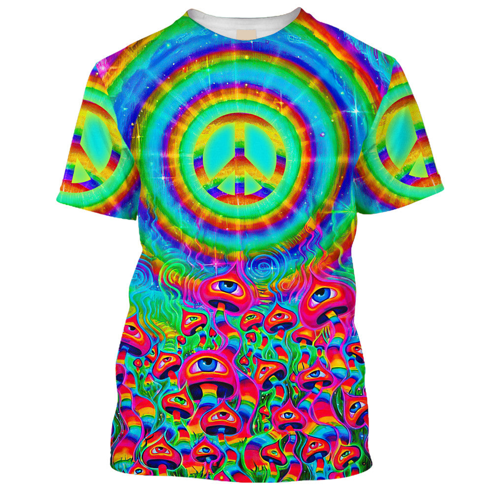 Hippie One-Eyed Mushrooms And Peace - T-Shirt For Men, Women