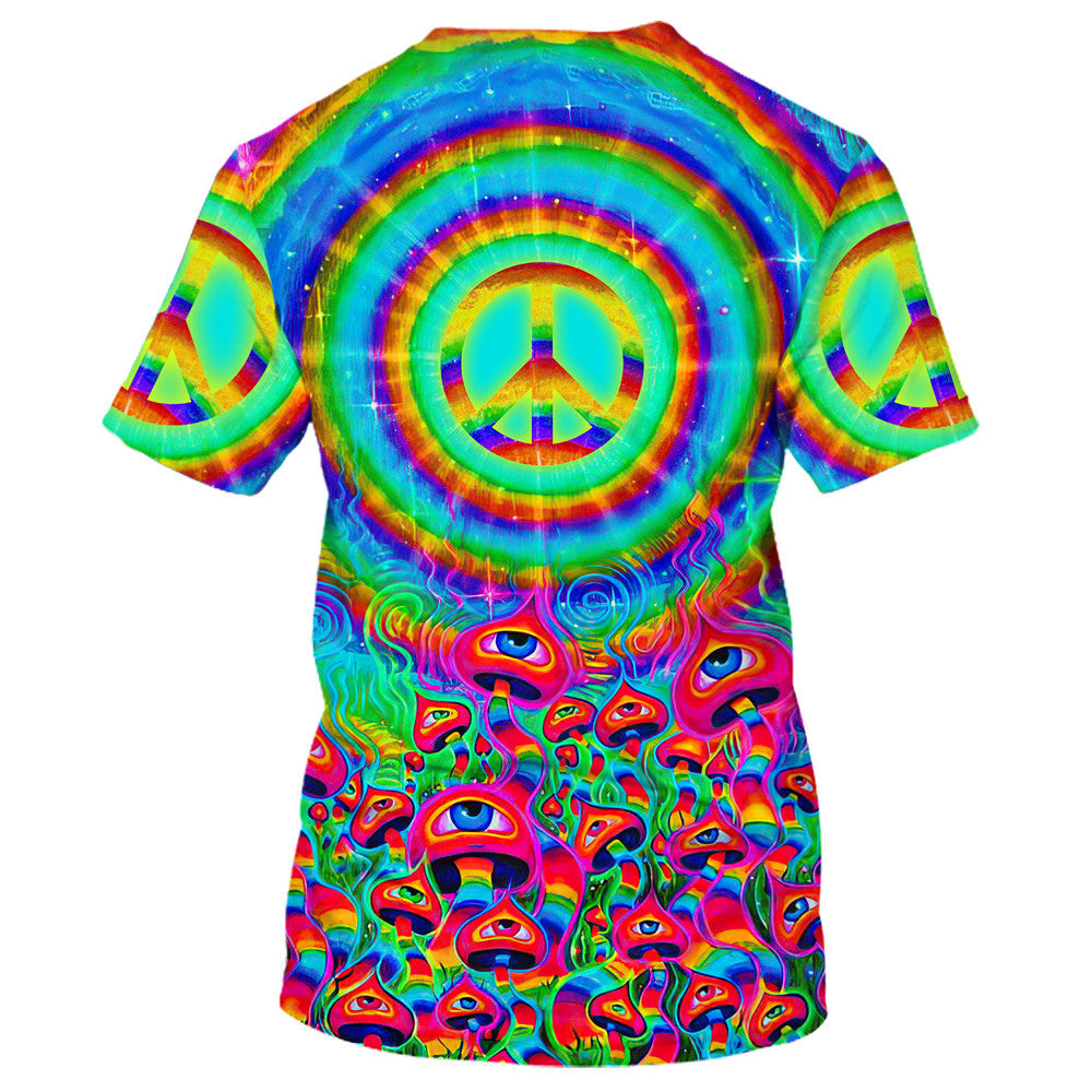 Hippie One-Eyed Mushrooms And Peace - T-Shirt For Men, Women