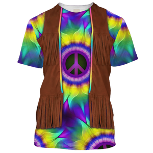 Hippie Peace Sign In The Shape Of A Sunflower - T-Shirt For Men, Women