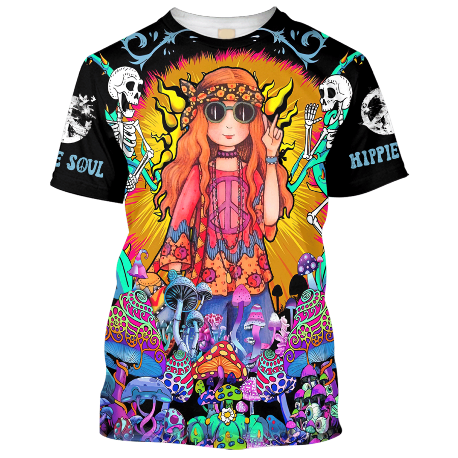 Hippie Soul The Girl With Mushrooms - T-Shirt For Men, Women