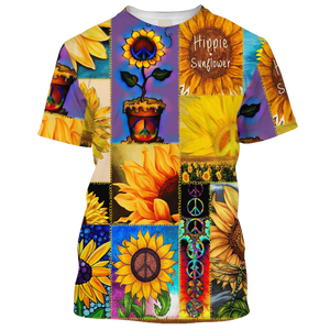 Hippie Sunflower And Peace - T-Shirt For Men, Women