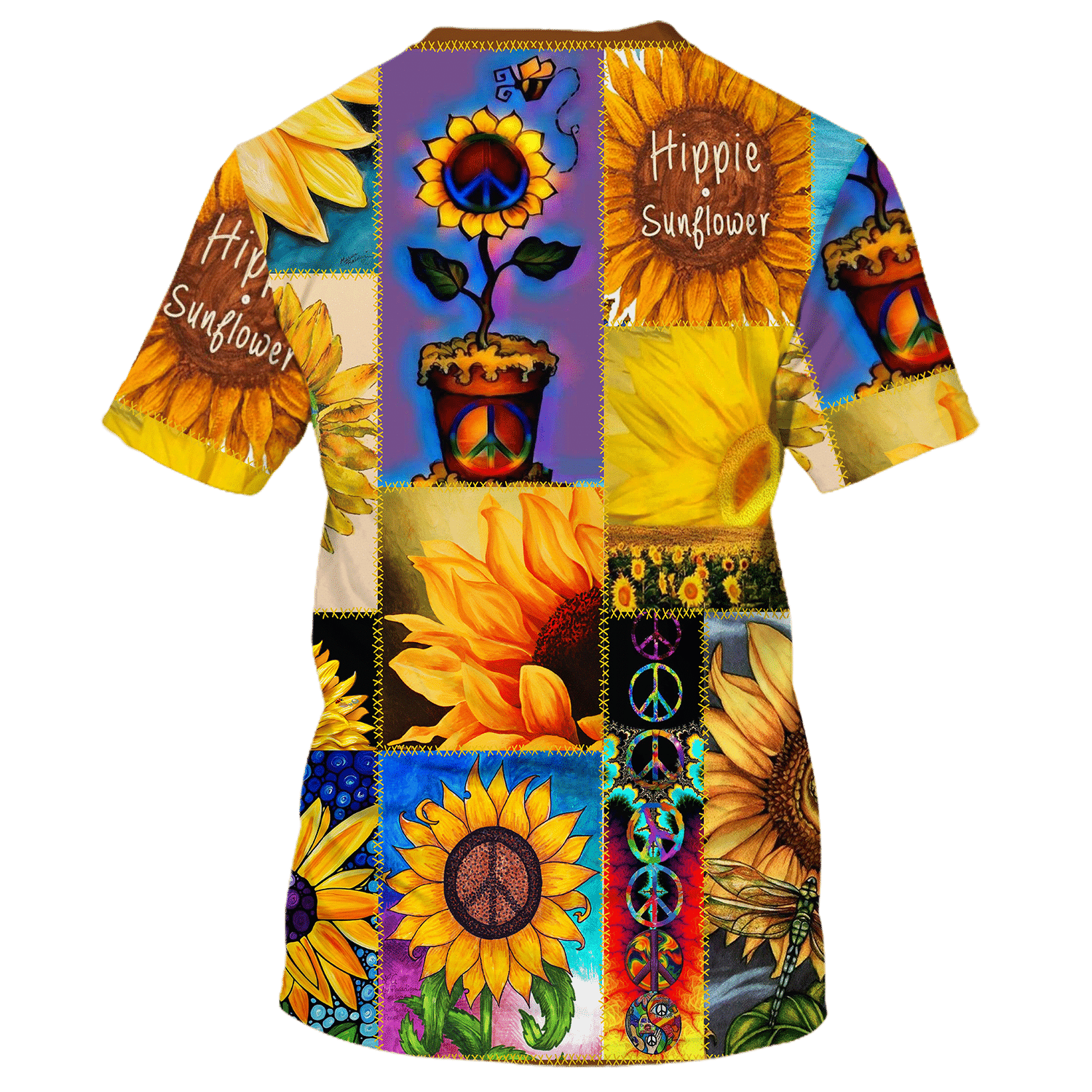 Hippie Sunflower And Peace - T-Shirt For Men, Women