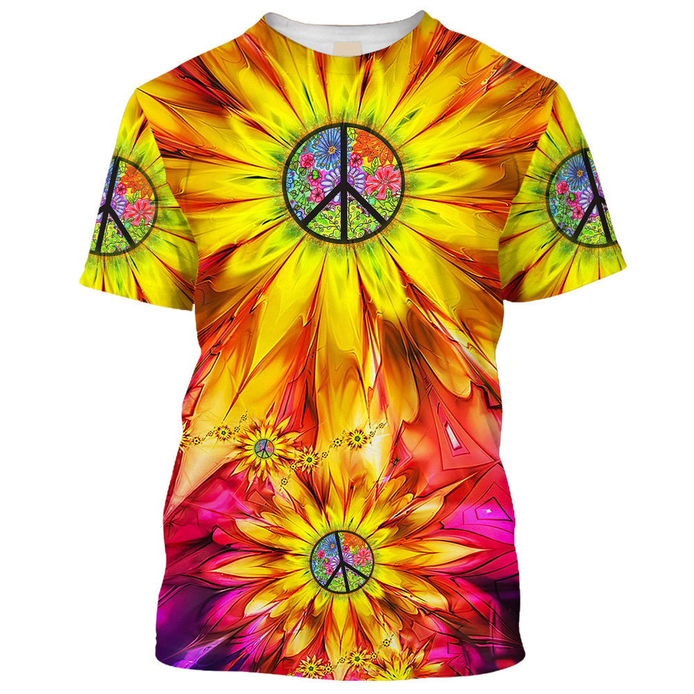 Hippie Sunflowers And Flower Gardens Outside The Window - T-Shirt