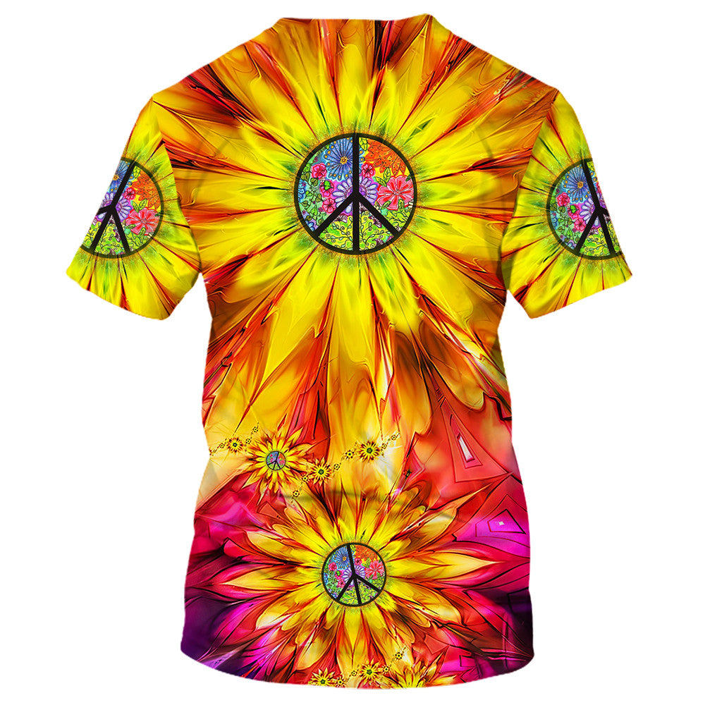 Hippie Sunflowers And Flower Gardens Outside The Window - T-Shirt