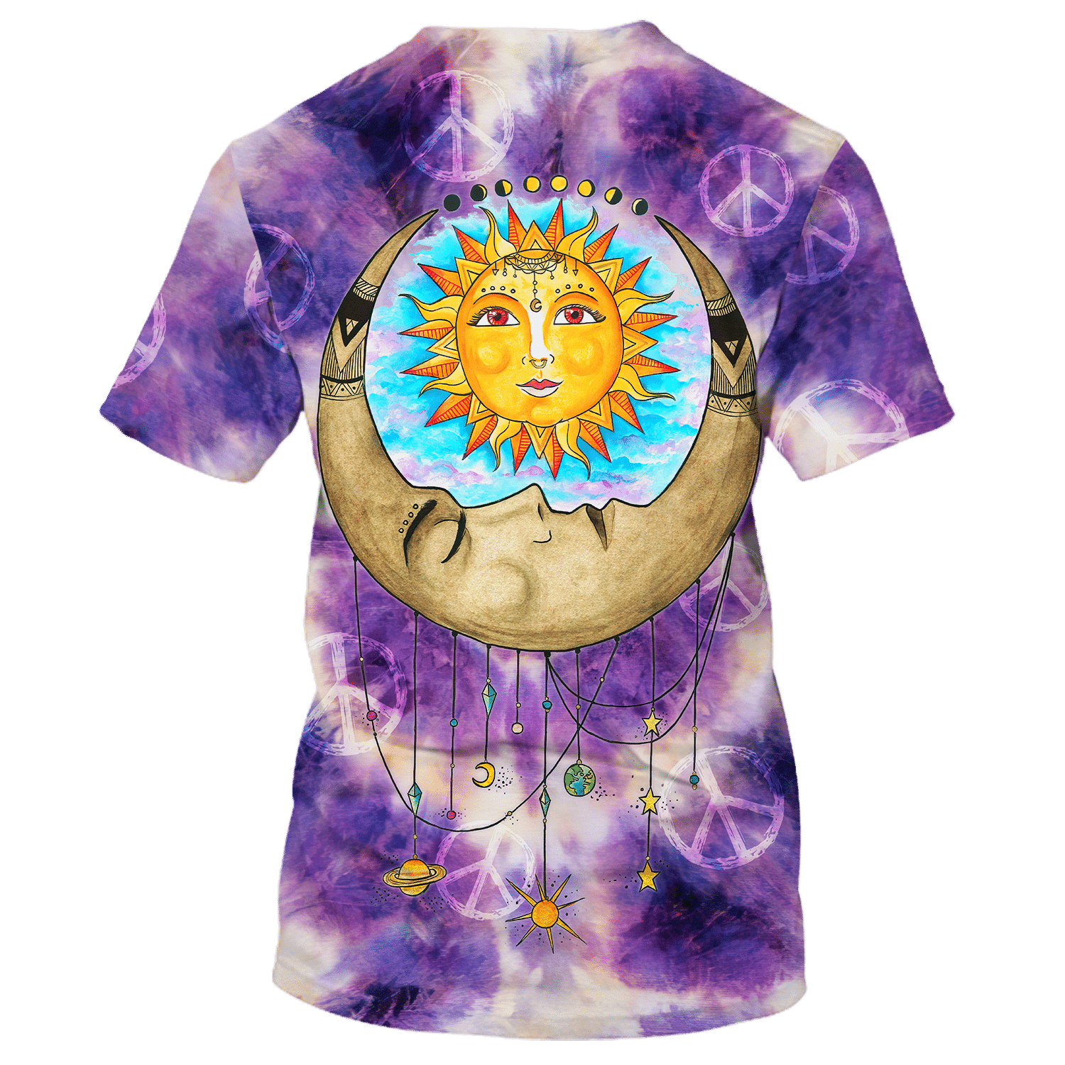 Hippie The Moon Embraces The Sun Purple T-Shirt For Men, Women