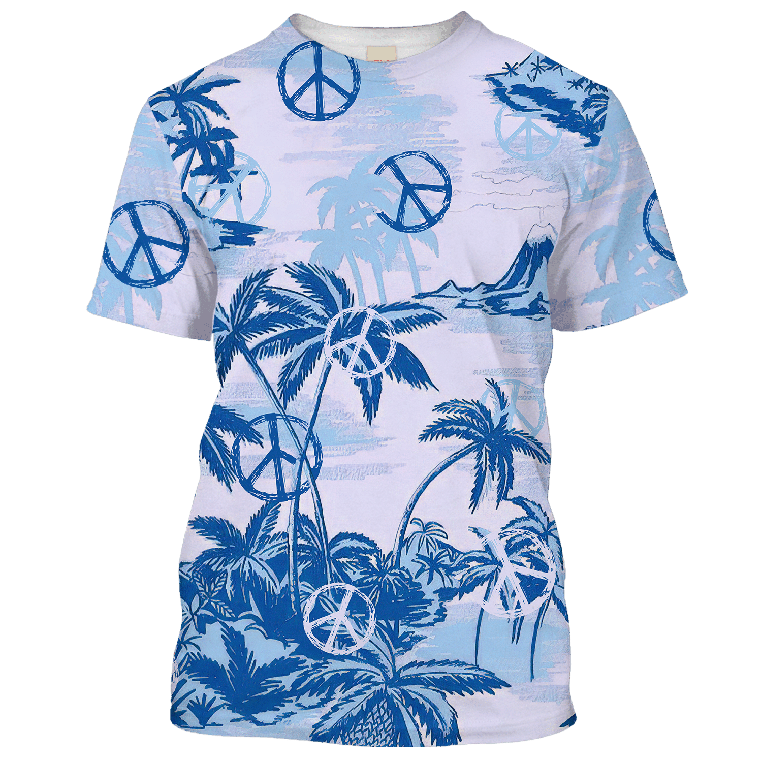 Hippie Tree On Desert Island Blue T-Shirt For Men, Women