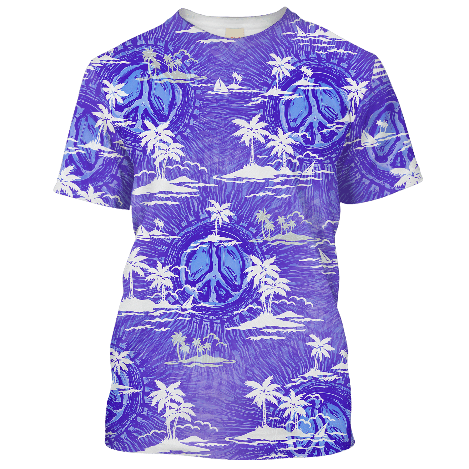 Hippie Tree On Desert Island Purple T-Shirt For Men, Women